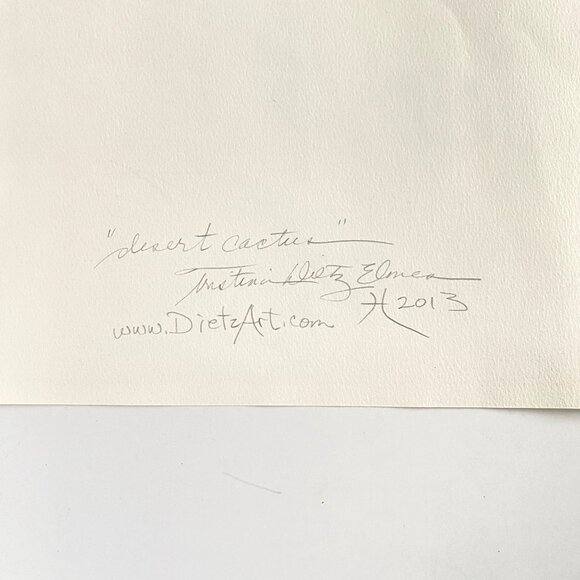 Desert Cactus Original Acrylic Inks Wall Art Painting 11x15in Red Green Yellow - Picture 10 of 10